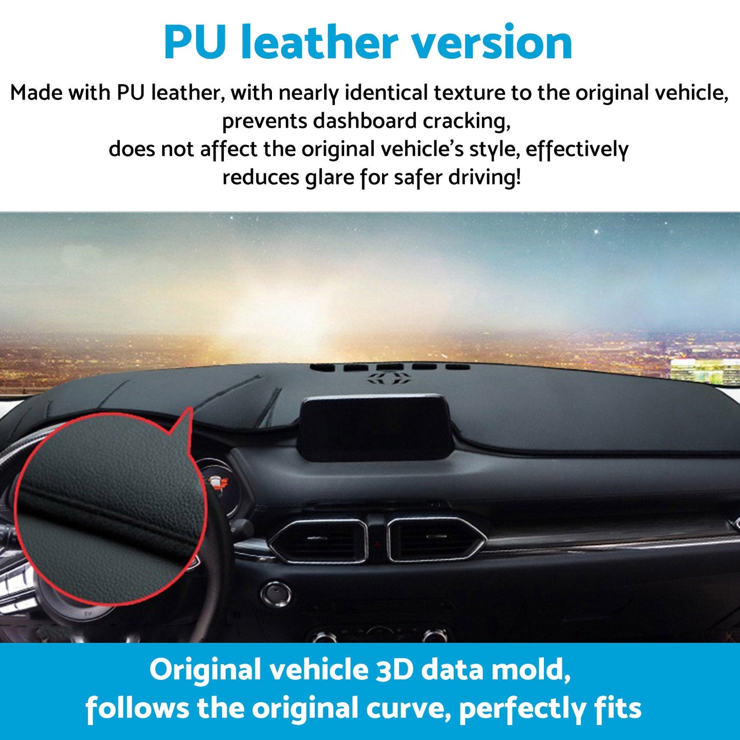 Dash Mat Microfiber Leather Black Suitable For Toyota Prado 150 Series 2009-2024-2