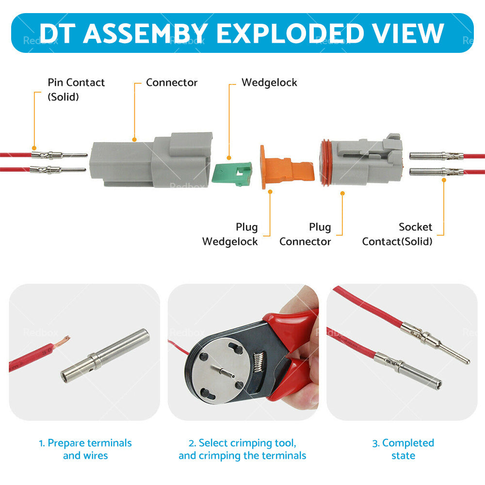 117PCS Deutsch Kit DT 2 Way Series Connector Plug Waterproof Auto Marine DT 2Pin
