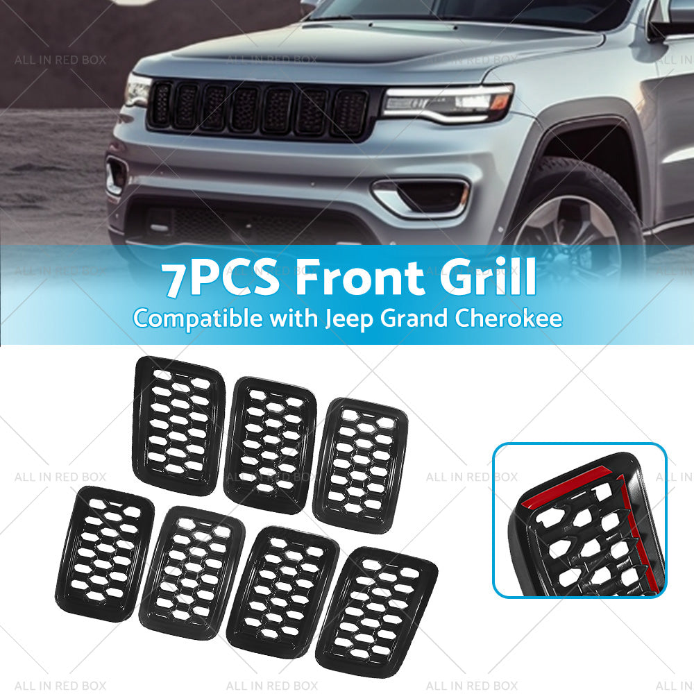 Front Grill Mesh Covers Inserts Suitable for Jeep Grand Cherokee 17-22 Black