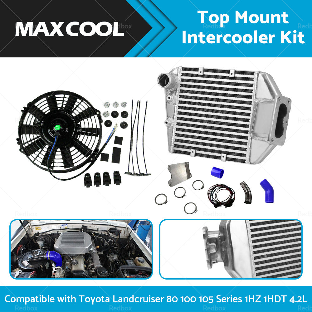 Intercooler Kit and Fan Suitable For Toyota Landcruiser 80 100 105 Series 1HZ 4. 2L-0