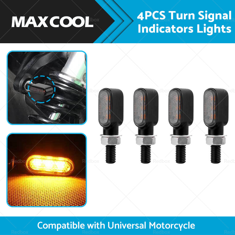 4x Motorcycle Indicators Turn Signal Blinkers Amber Mini LED Light Universal AU-2