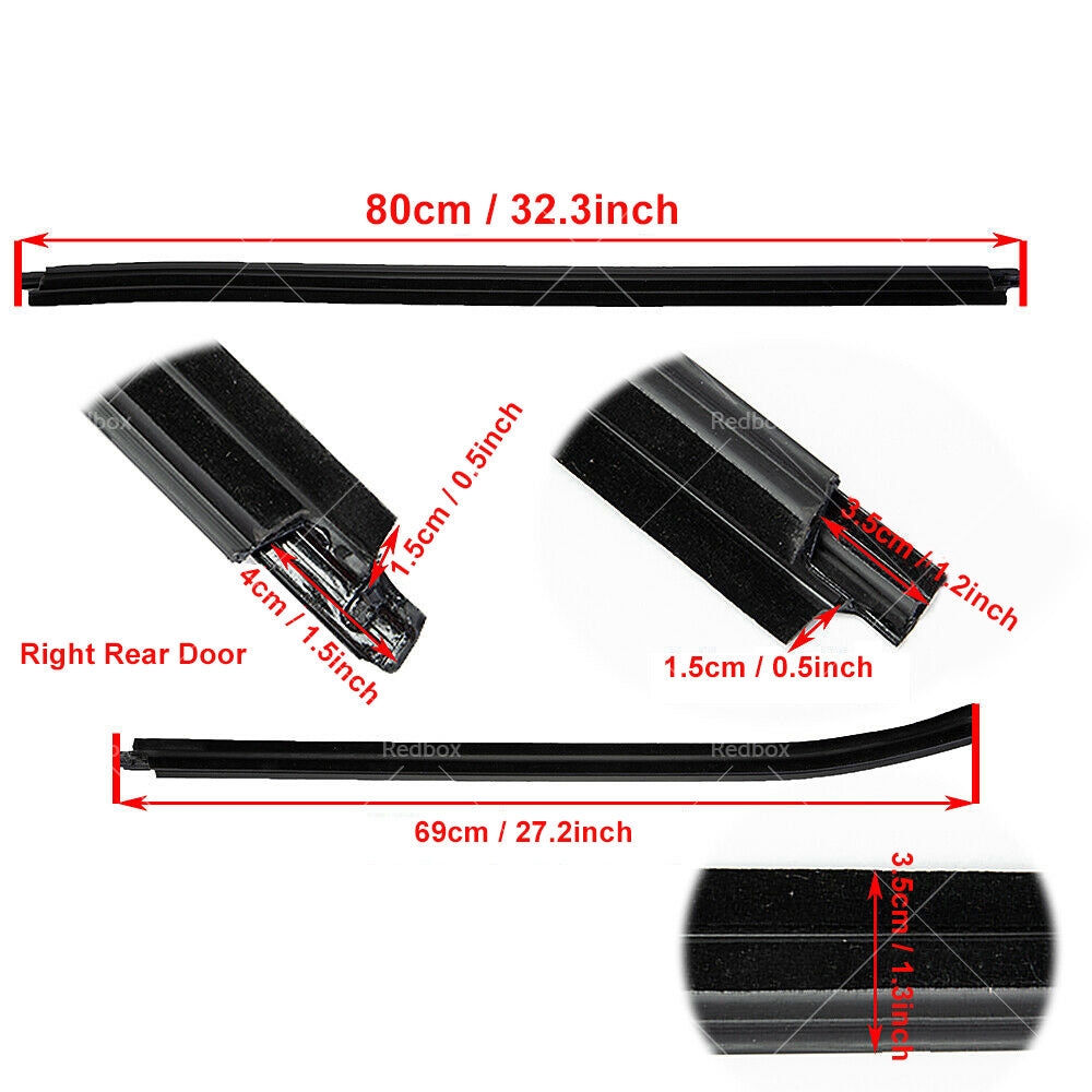 4x Window Moulding Trim Weather Strip Suitable For HILUX SR5 Double Cab 05-15-2