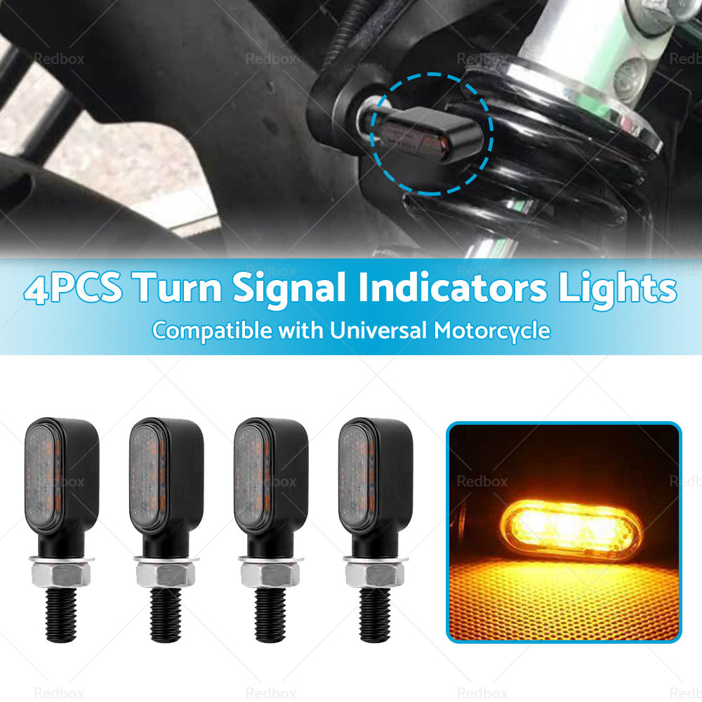 4x Motorcycle Indicators Turn Signal Blinkers Amber Mini LED Light Universal AU-1