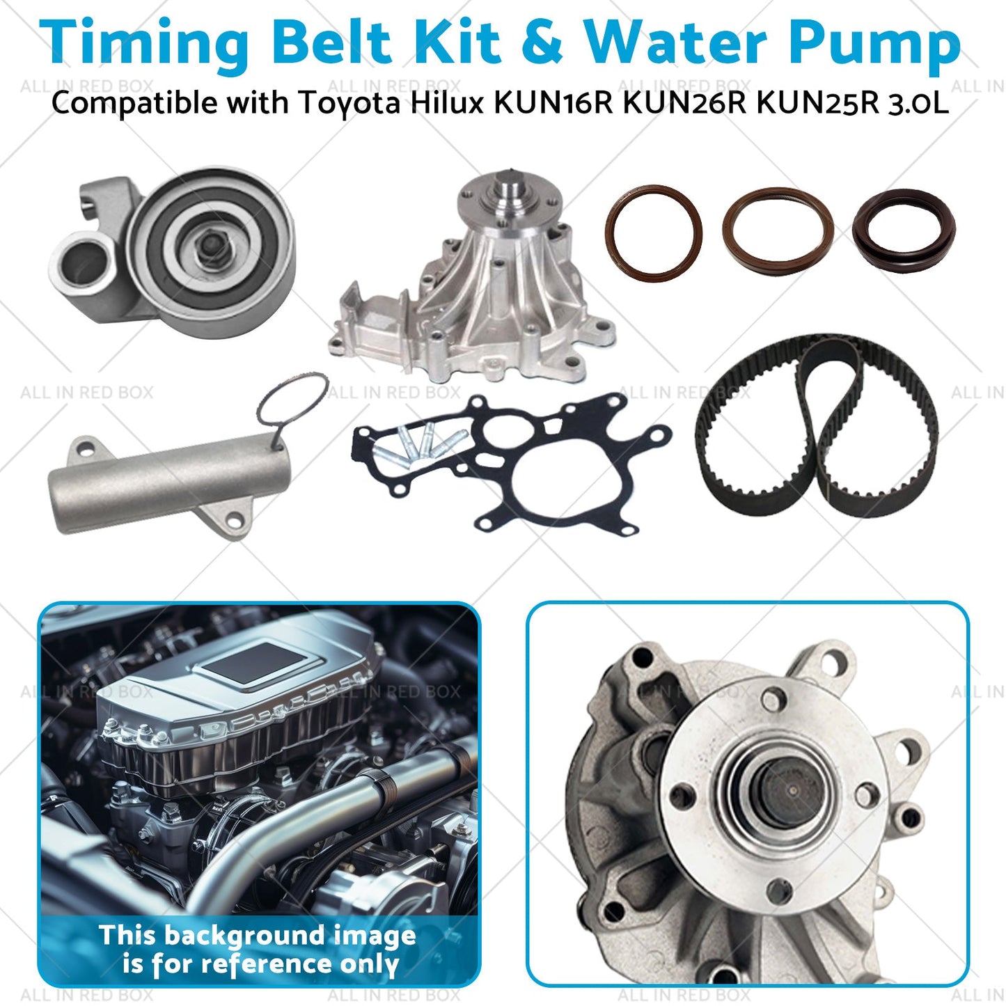 Timing Belt Kit and Water Pump Suitable for Toyota Hilux KUN16R KUN26R 3. 0L 05-17