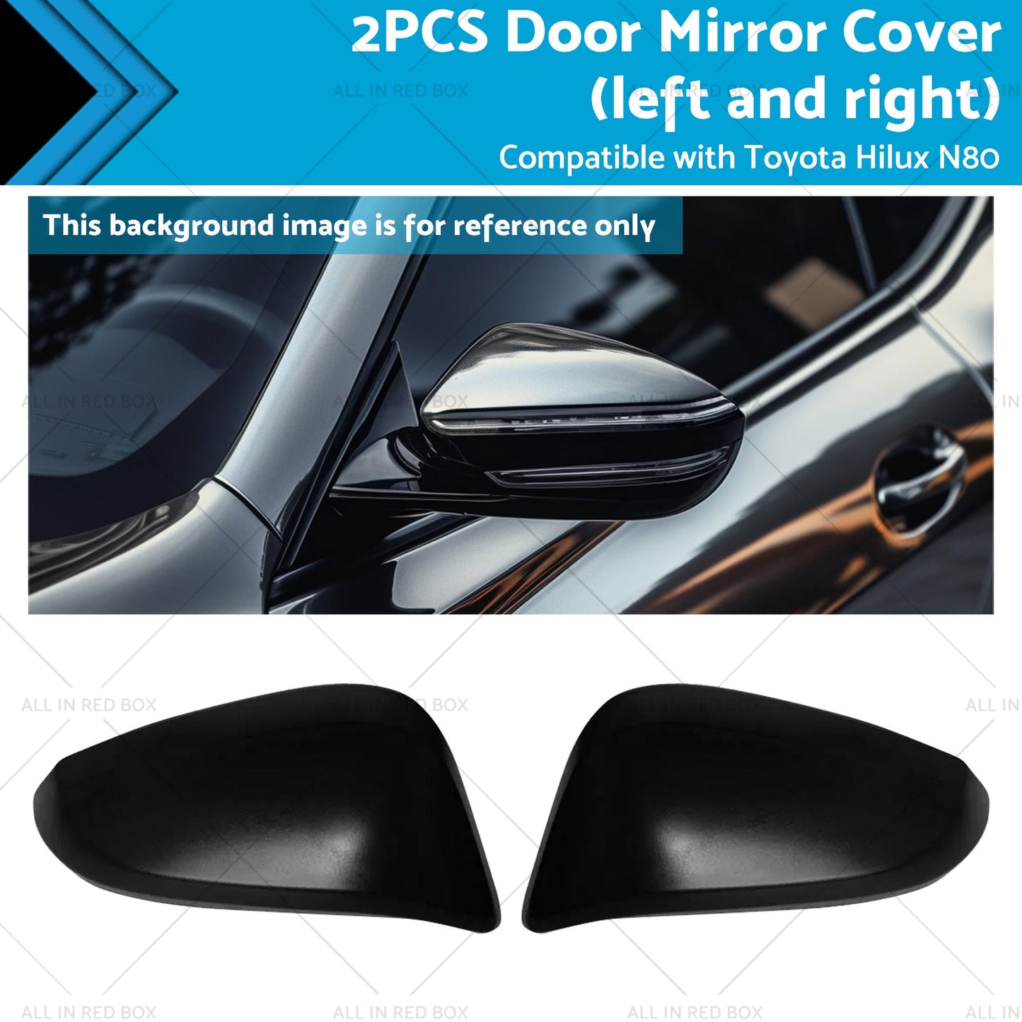 Black Door Mirror Cover Side Cap Guard Suitable for Toyota Hilux N80 2015-2023-0