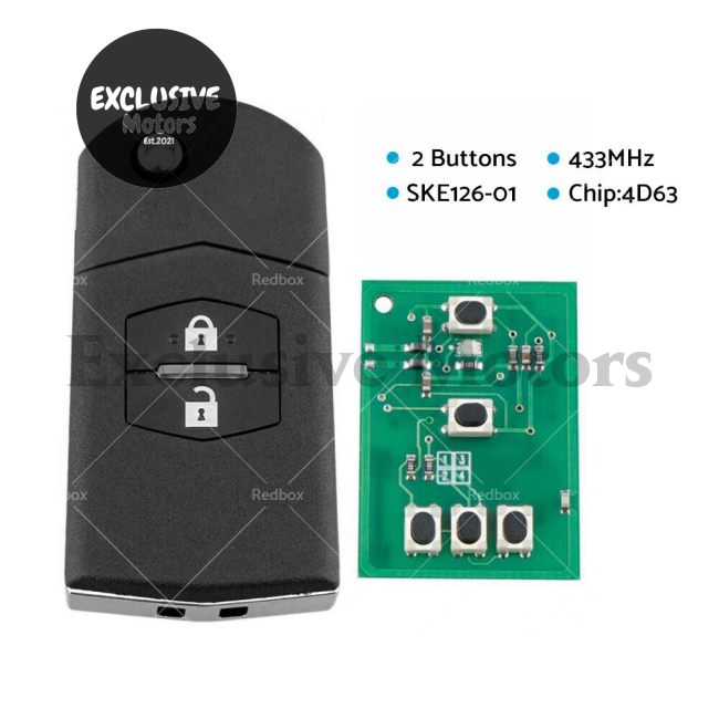 2 Button Remote Car Key w Chip for Mazda 2, 3, CX-7, CX-9