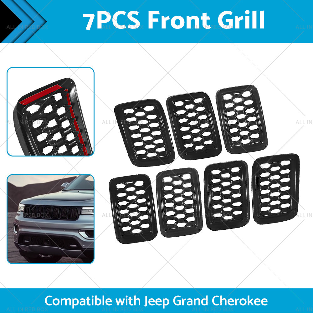 Front Grill Mesh Covers Inserts Suitable for Jeep Grand Cherokee 17-22 Black-2
