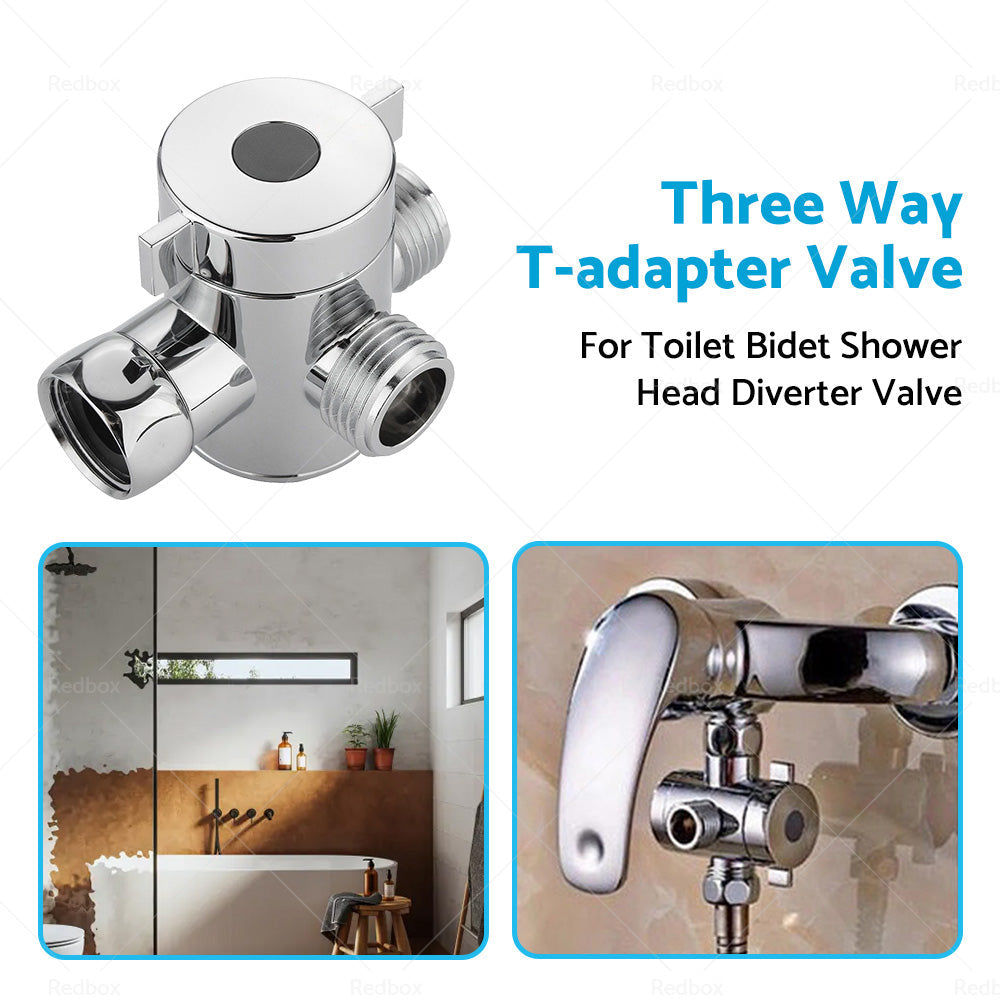 1 2 in Three Way T-adapter Valve For Toilet Bidet Shower Head Diverter Valve-4