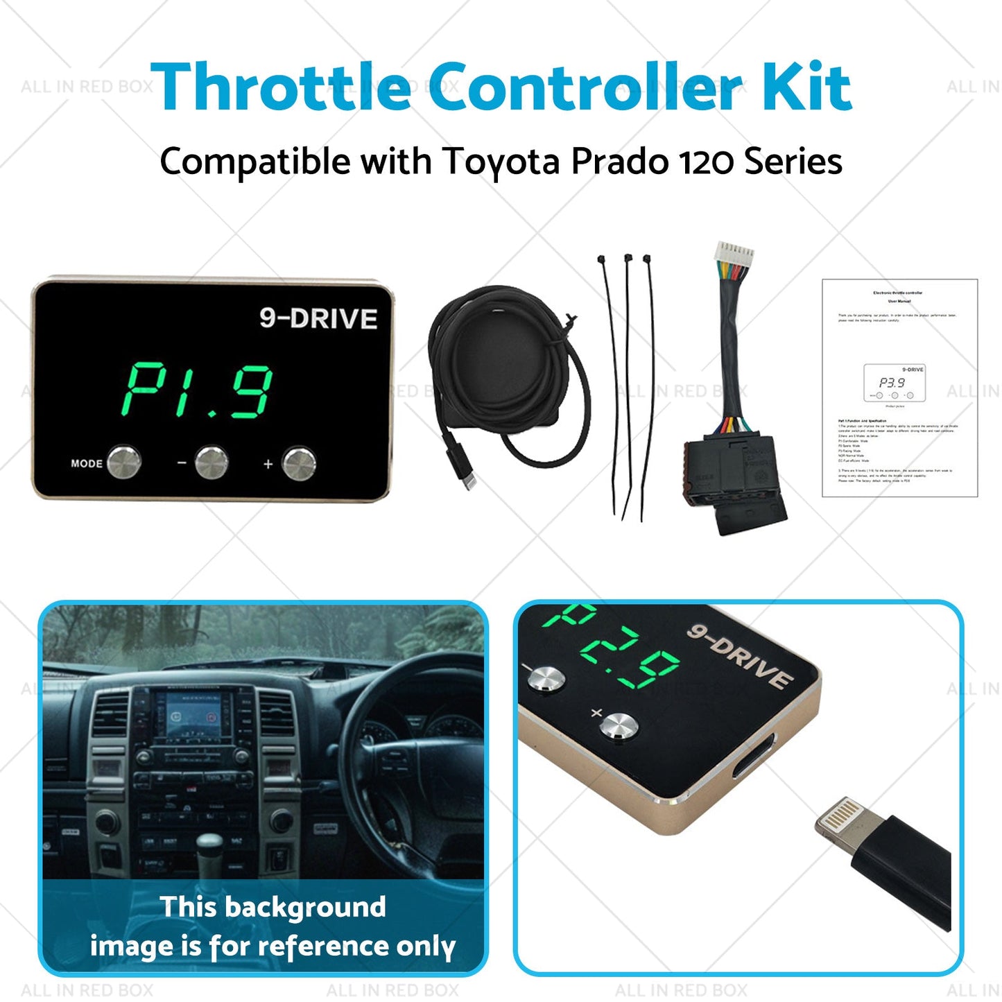 9 Mode Throttle Controller Kit Suitable for Toyota Prado 120 Series 2002-2009-4