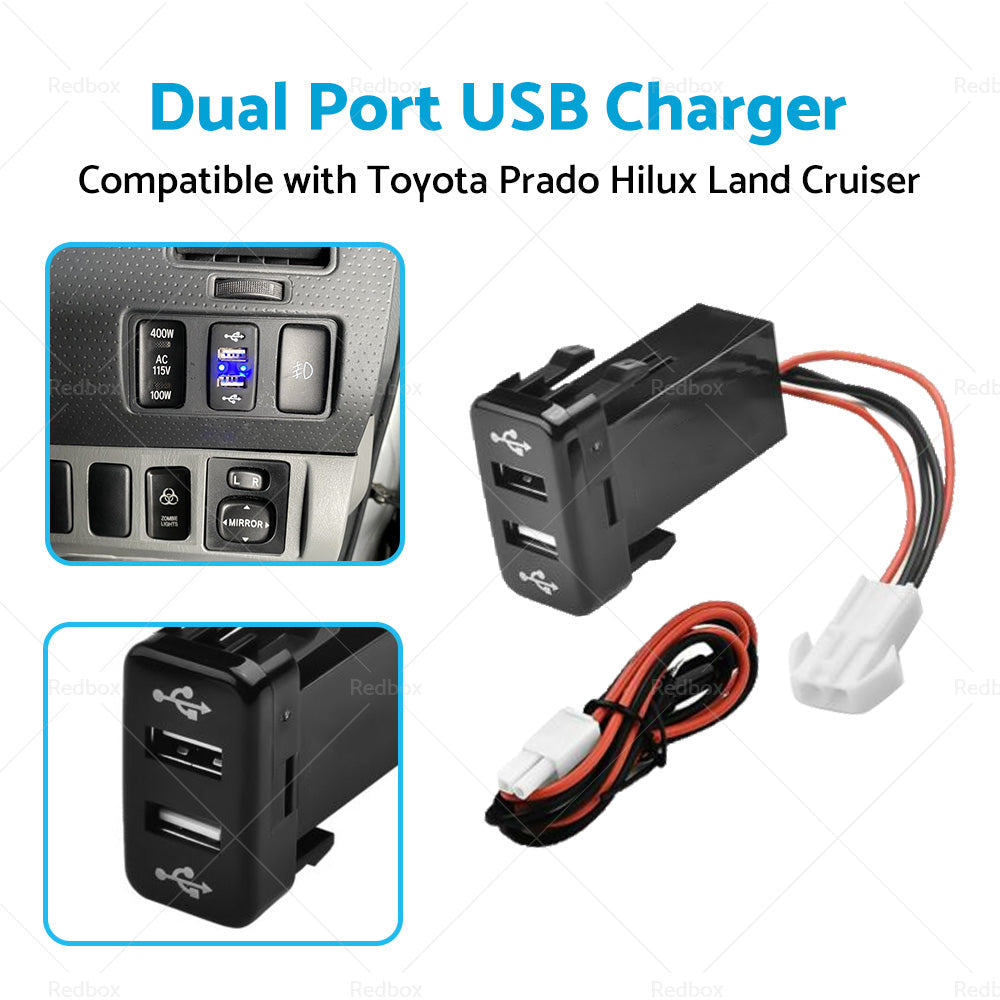 Dual USB Socket Audio Charger Suitable For Toyota Hilux Prado Land Cruiser-2