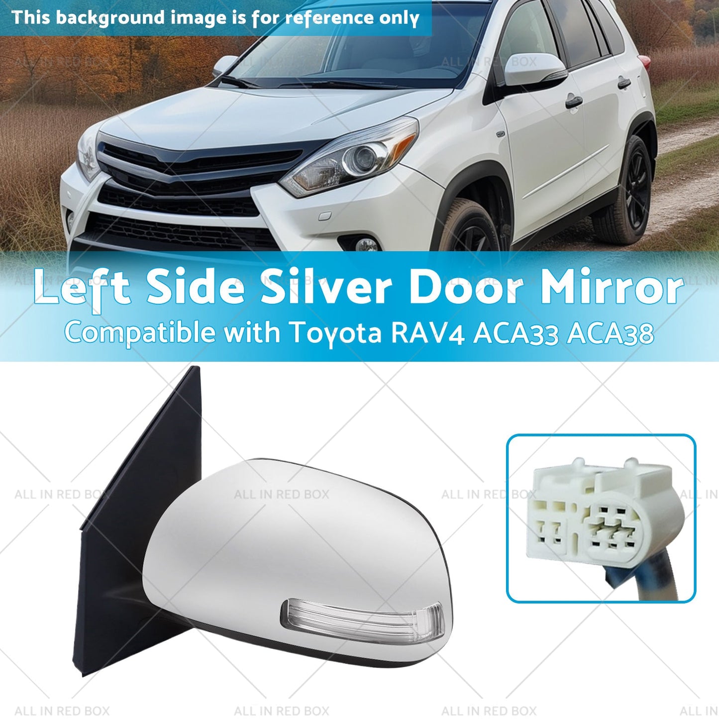 1x Left Side Silver Door Mirror Suitable for Toyota RAV4 ACA33 ACA38 2008-2012
