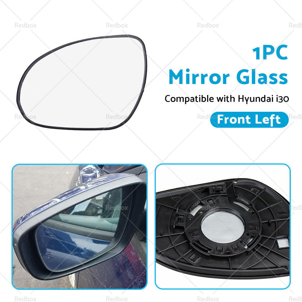 Left Side Mirror Glass with Back Plate Suitable for Hyundai i30 2007-2012