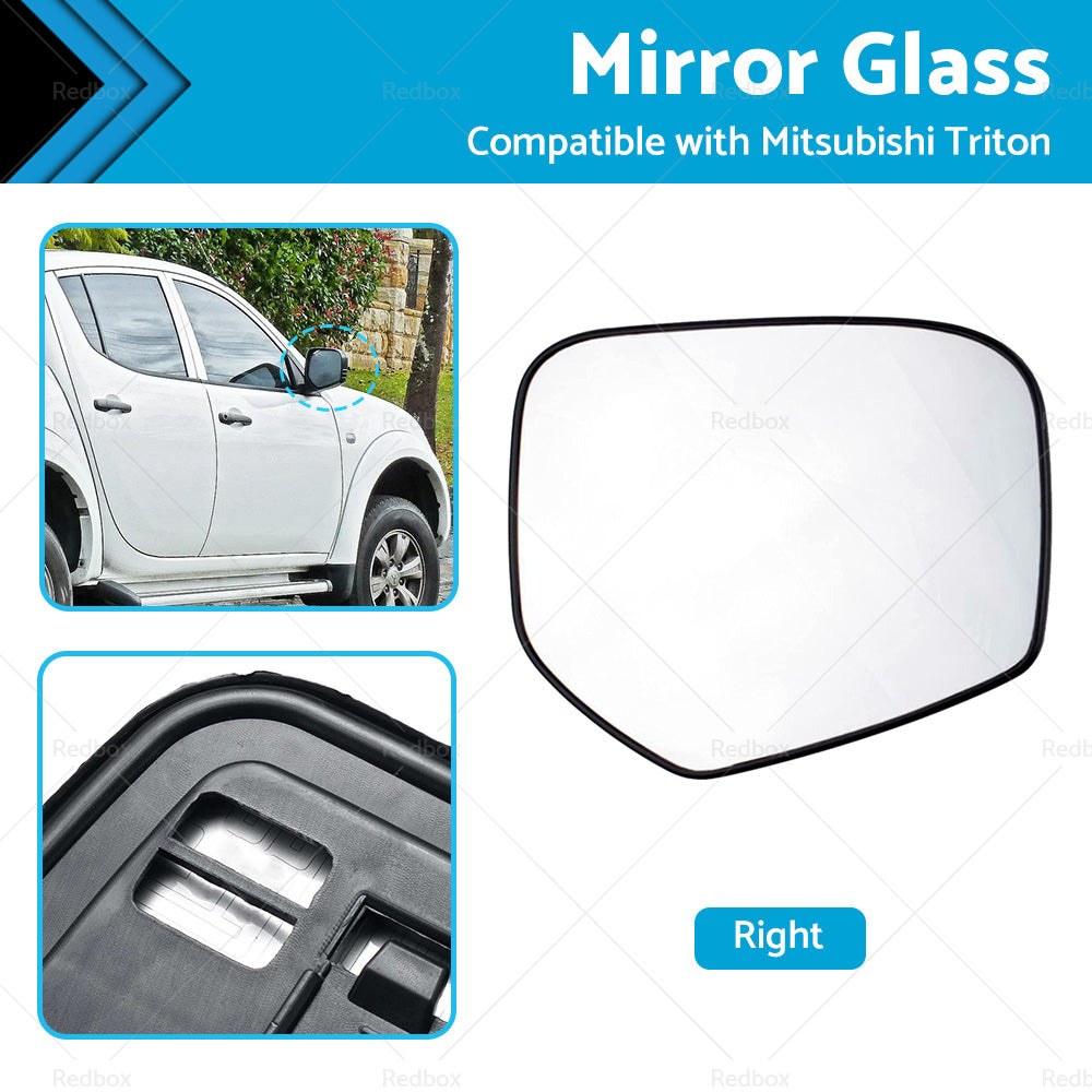 FRONT RIGHT SIDE MIRROR GLASS W BACK PLATE SUITABLE FOR MITSUBISHI TRITON 06-15
