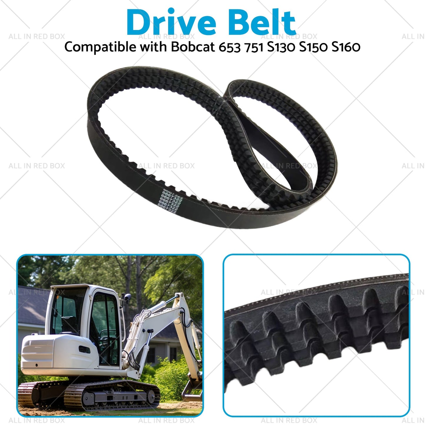 Drive Belt Suitablefor Bobcat Main Hydraulic Pump EPDM 653 751 S130 S150 6667322-3