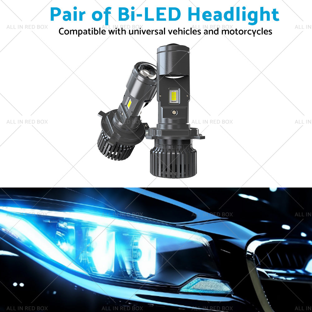 Mini Bi-LED Projector Lens Headlight Globe Bulbs Hi Lo Retrofit RHD H4 9003 100W-3
