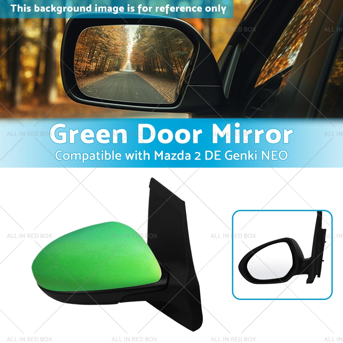 Left Side Green Rearview Mirror Suitable for 2007-2014 Mazda 2 DE Genki NEO MAXX