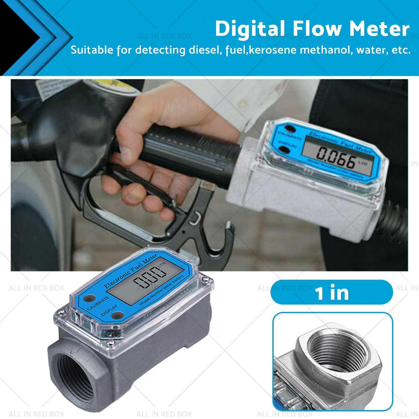 1 or 1. 5 or 2 inch Turbine Digital Diesel Water Fuel Flow Meter Oval Gear Flow Gauge-0