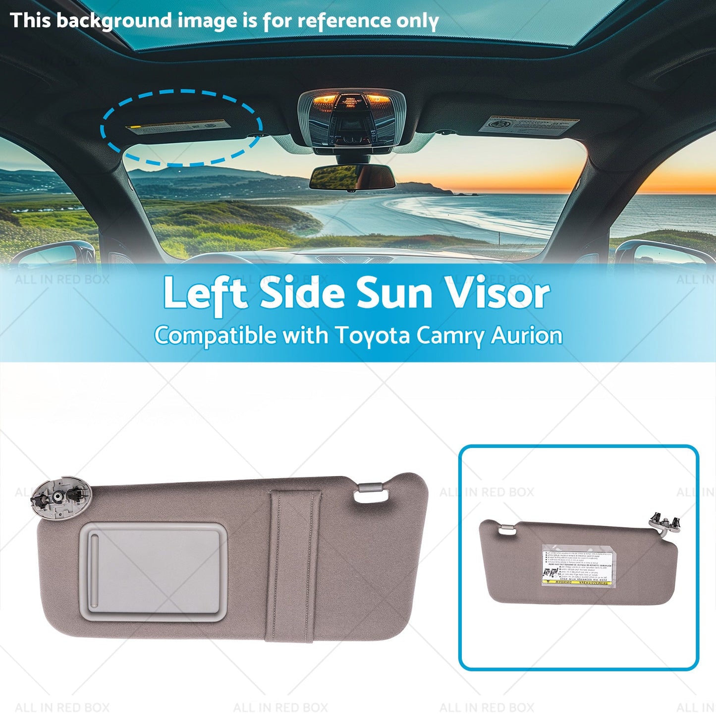 7432006780B0 Left Side Sun Visor Gray Suitable for Toyota Camry Aurion 07-11-2