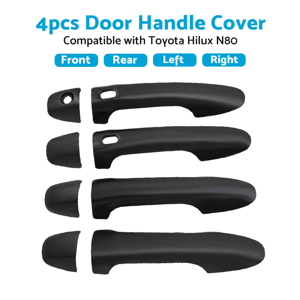 4PCS Door Handle Cover Matte Black Suitable For Toyota Hilux N80 2015-2021-3