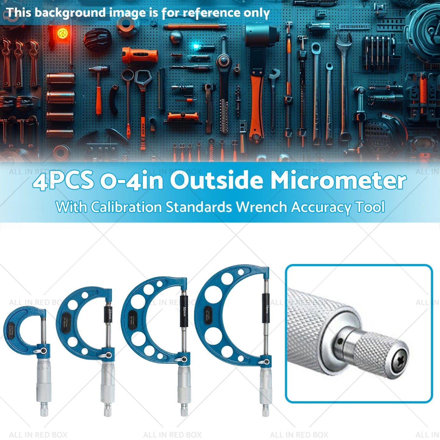 0-4in Outside Micrometer Set With Calibration Standards Wrench Accuracy Tool-2