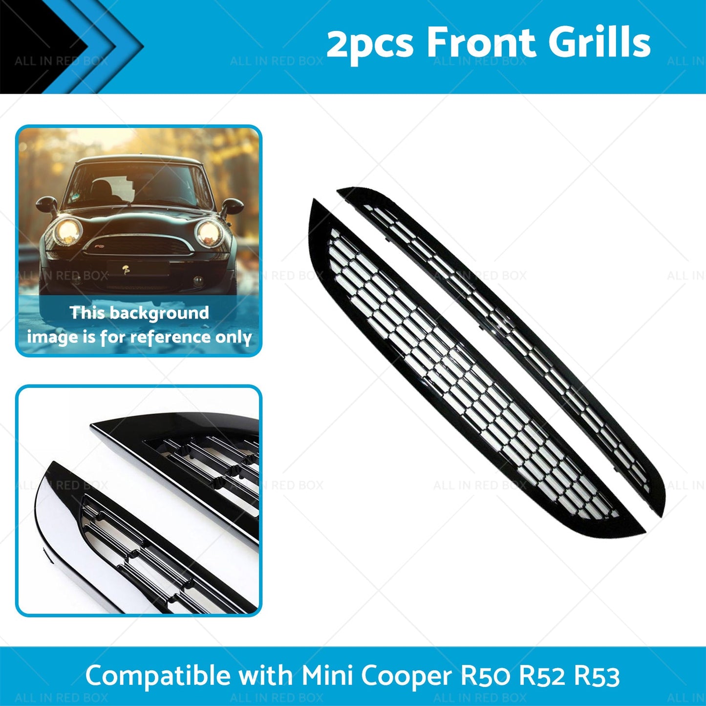 2PCS Honeycomb Mesh Front Grill Suitable for Mini Cooper R50 R52 R53 2002-2006-1