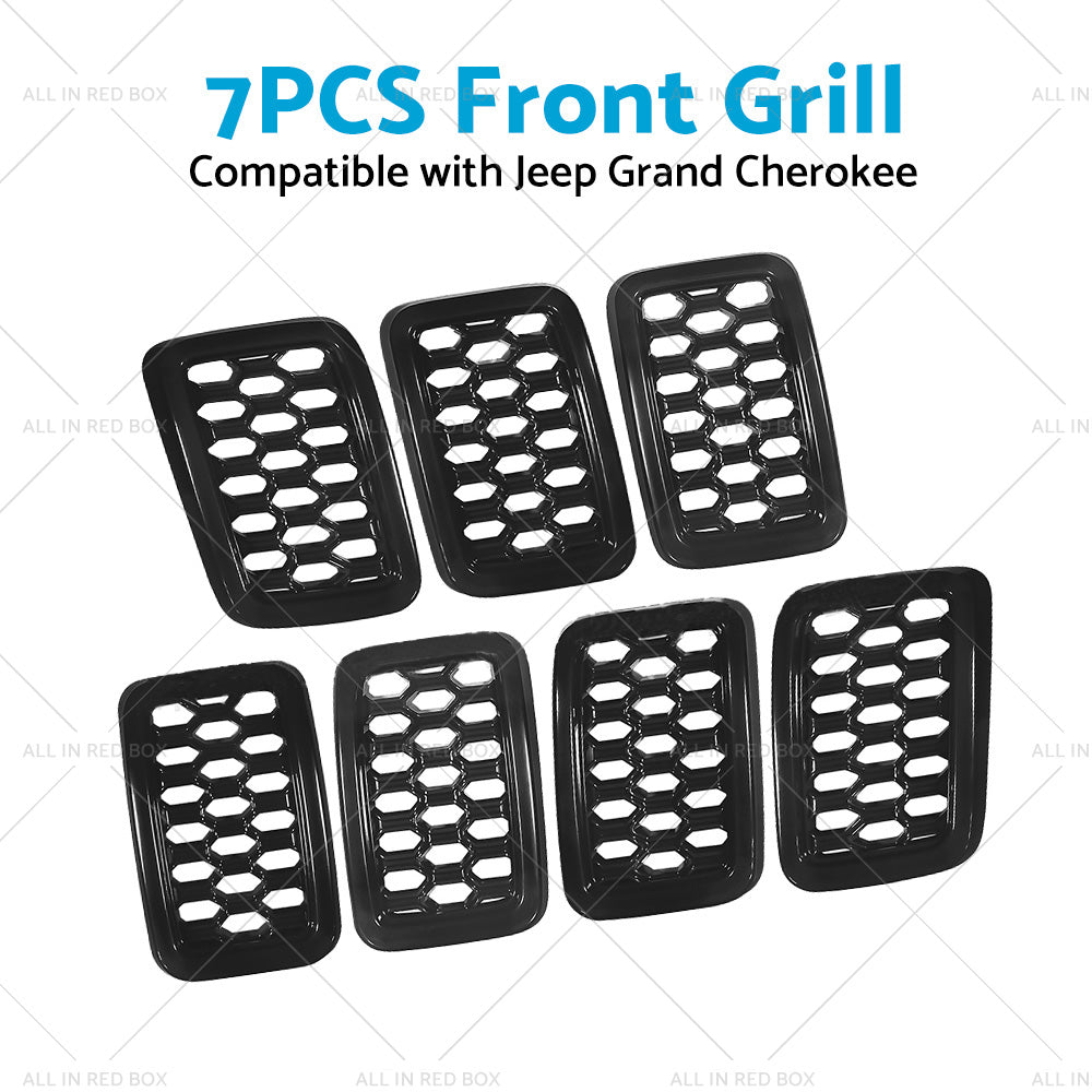 Front Grill Mesh Covers Inserts Suitable for Jeep Grand Cherokee 17-22 Black