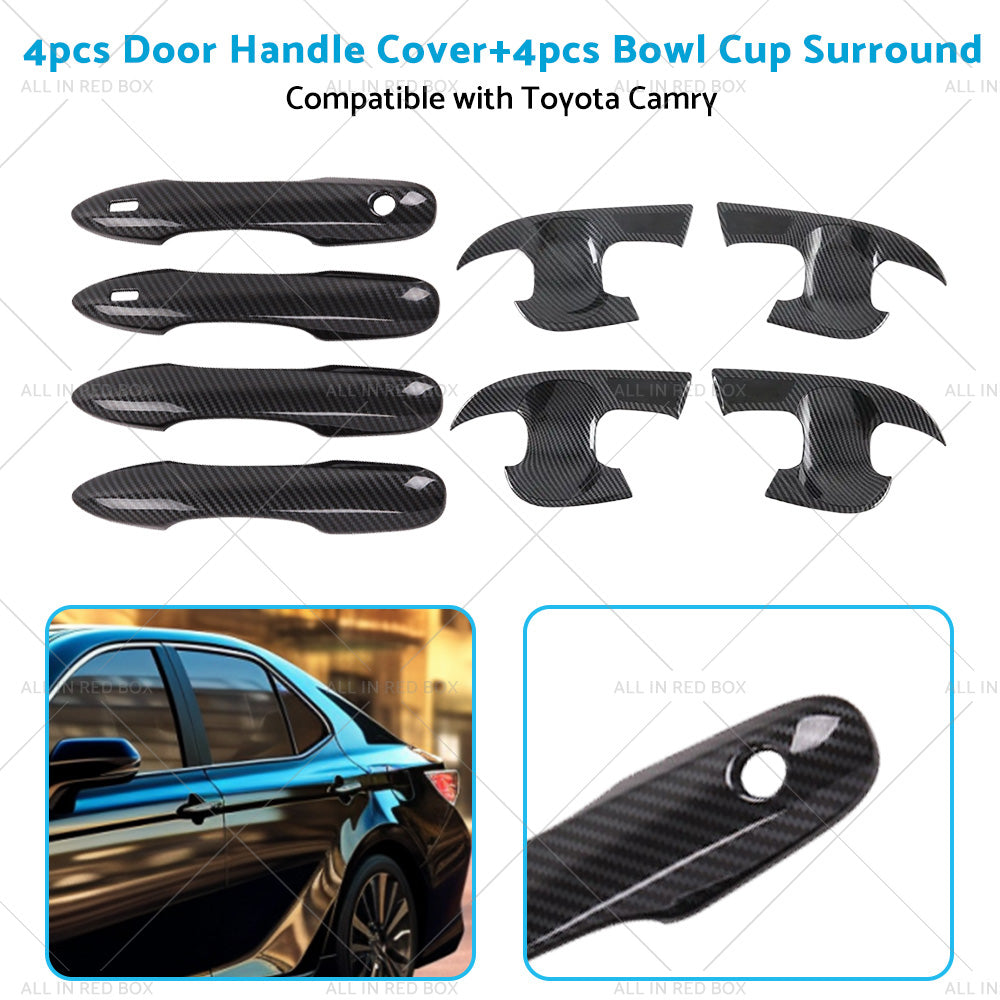 Carbon Fiber Door Handle Cover and Bowl Cup Surround Kit Suitable For Toyota Camry-4
