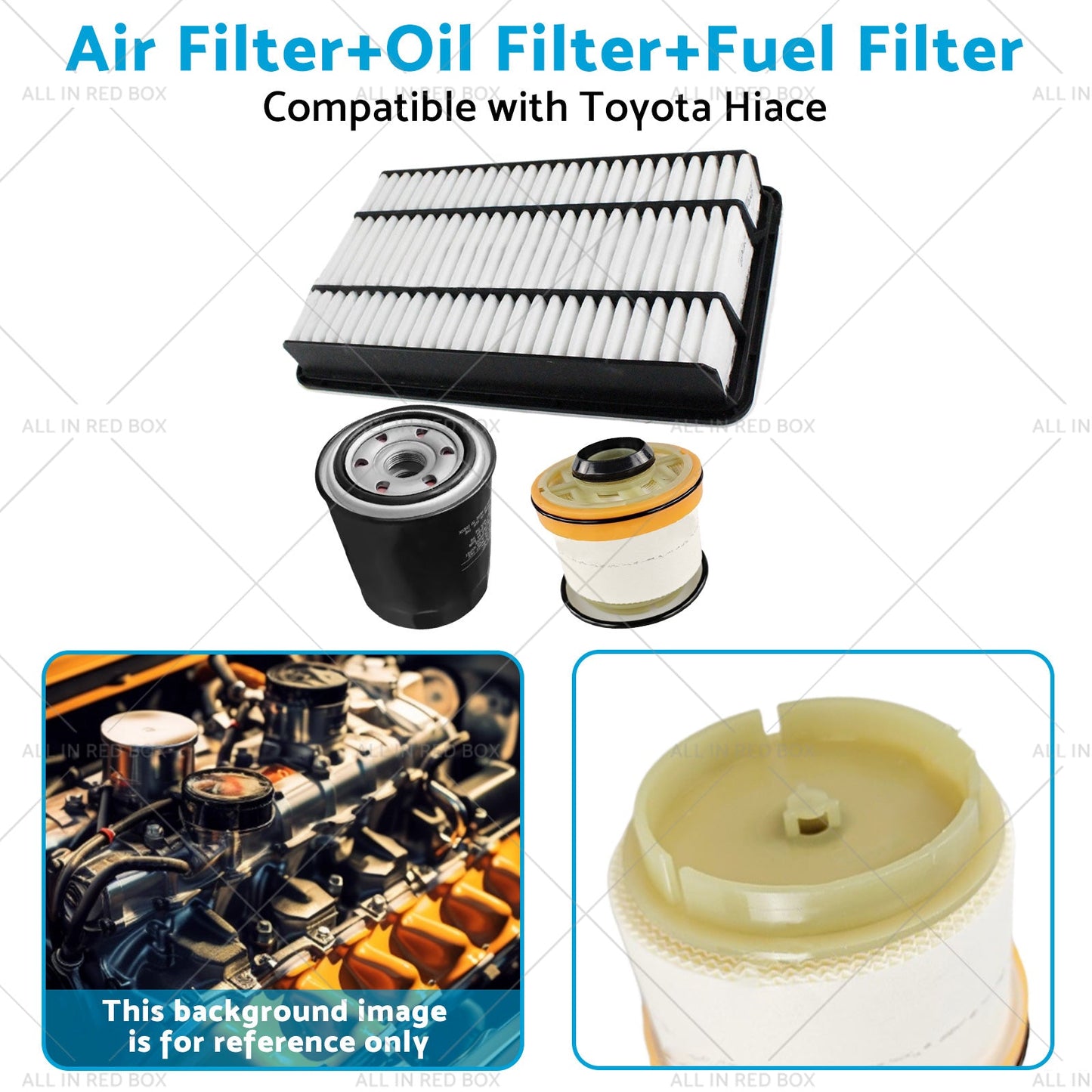 AirOilFuel Filter Kit Suitable for Toyota Hiace 3. 0L Turbo Diesel 3pcs-3