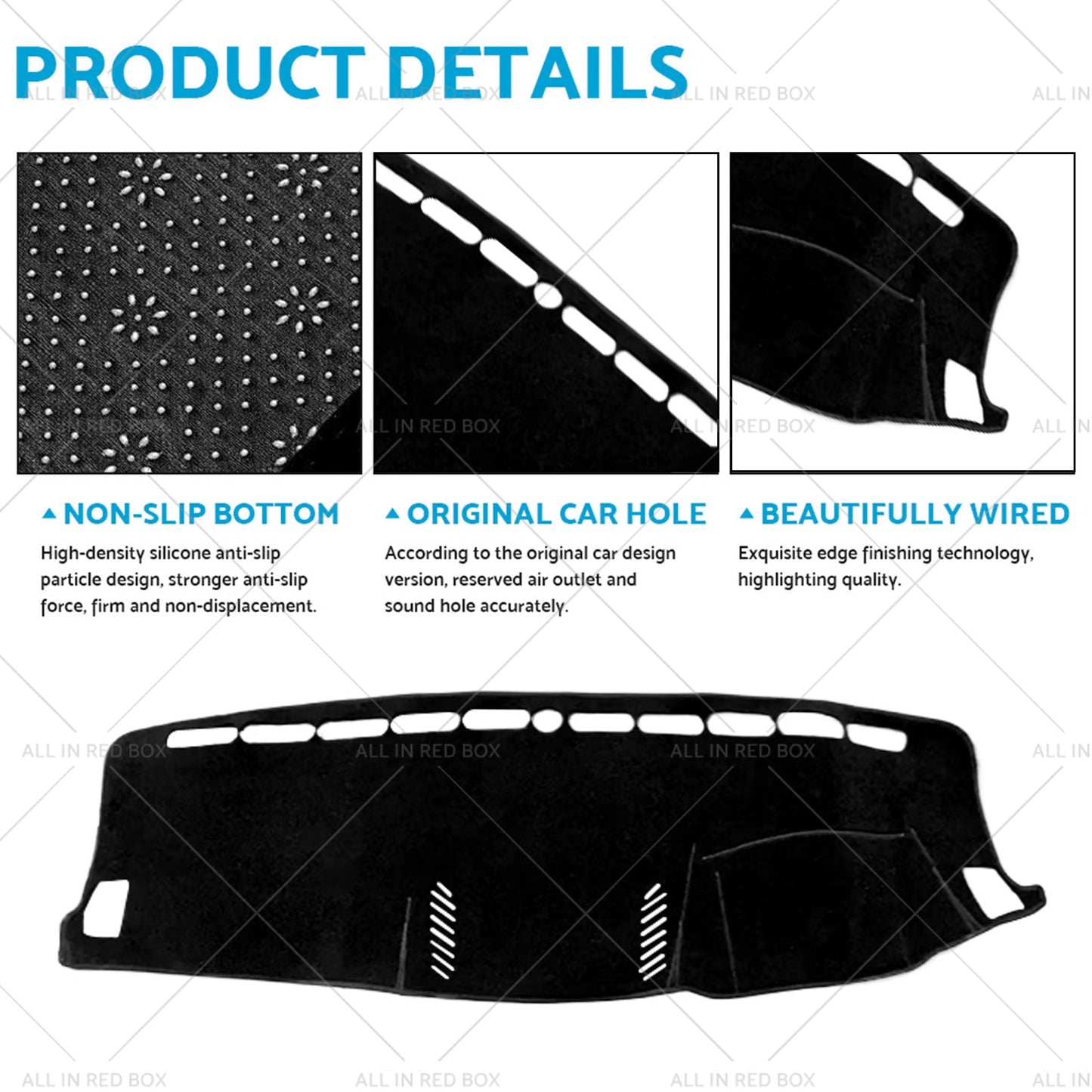 Non Slip Dash Mat Suitable for Ford Ranger PX2 PX3 MK3 XLT XL XLS BLack 15-21