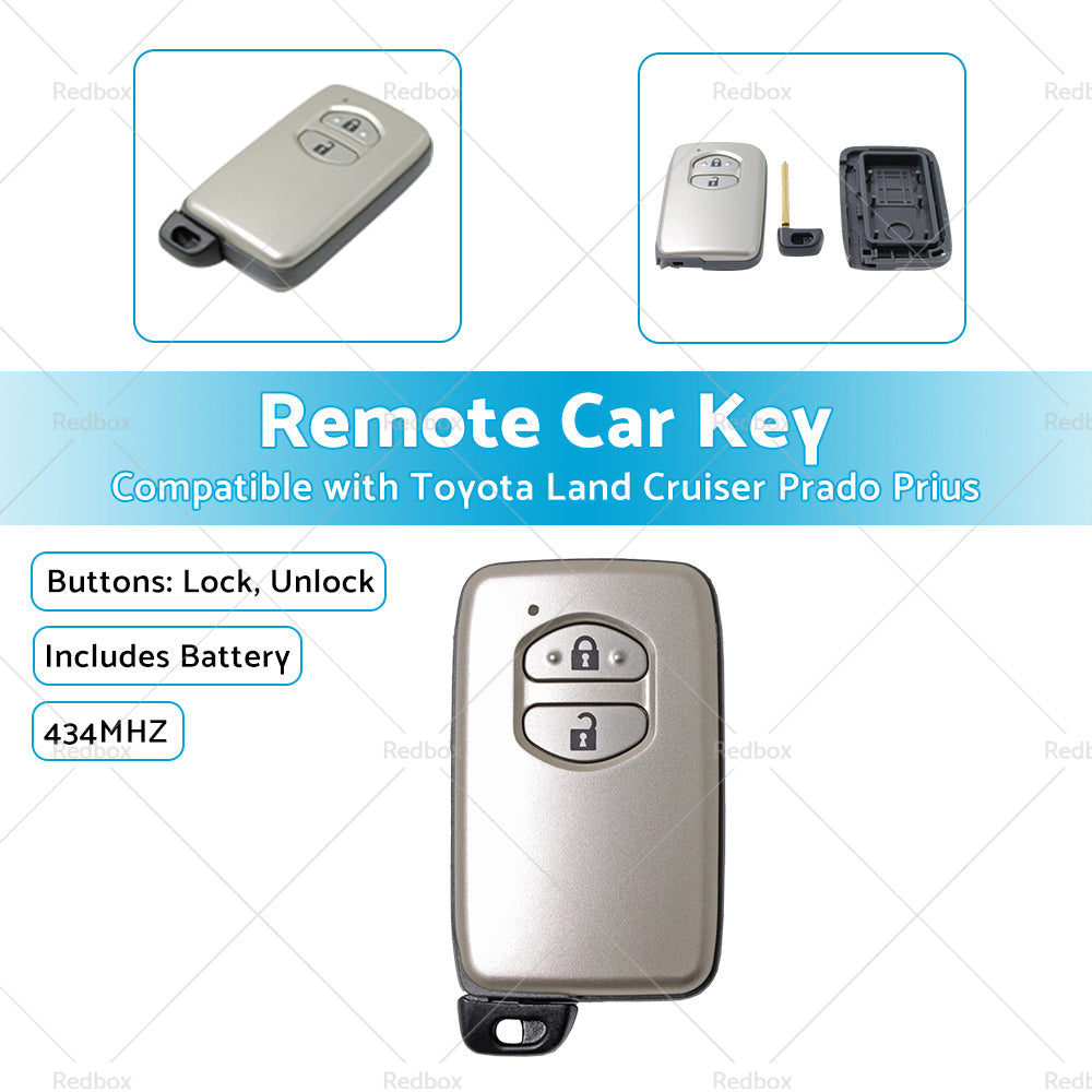 2 Buttons Remote Key for Toyota Land Cruiser Prado 2009-2021 434MHz