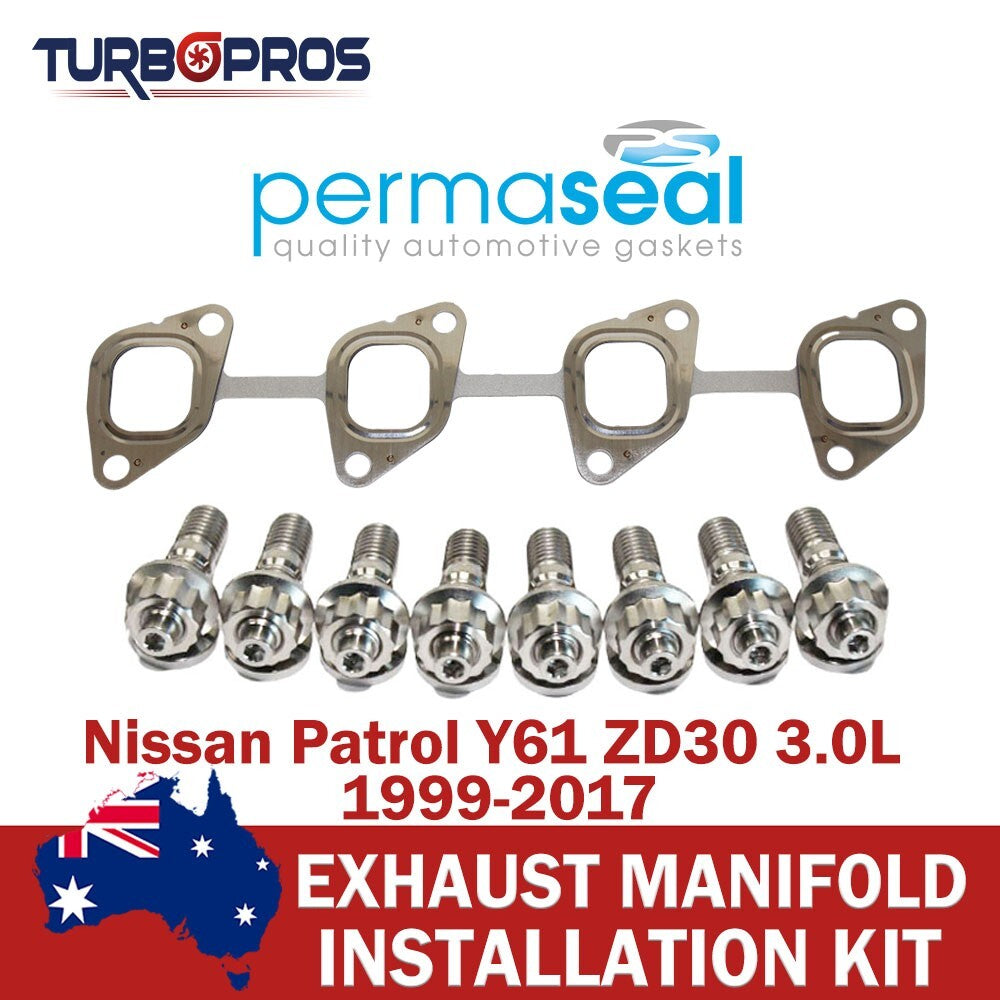 Permaseal Exhaust Manifold Titanium Stud & Gasket Kit for Nissan Patrol Y61 3.0L