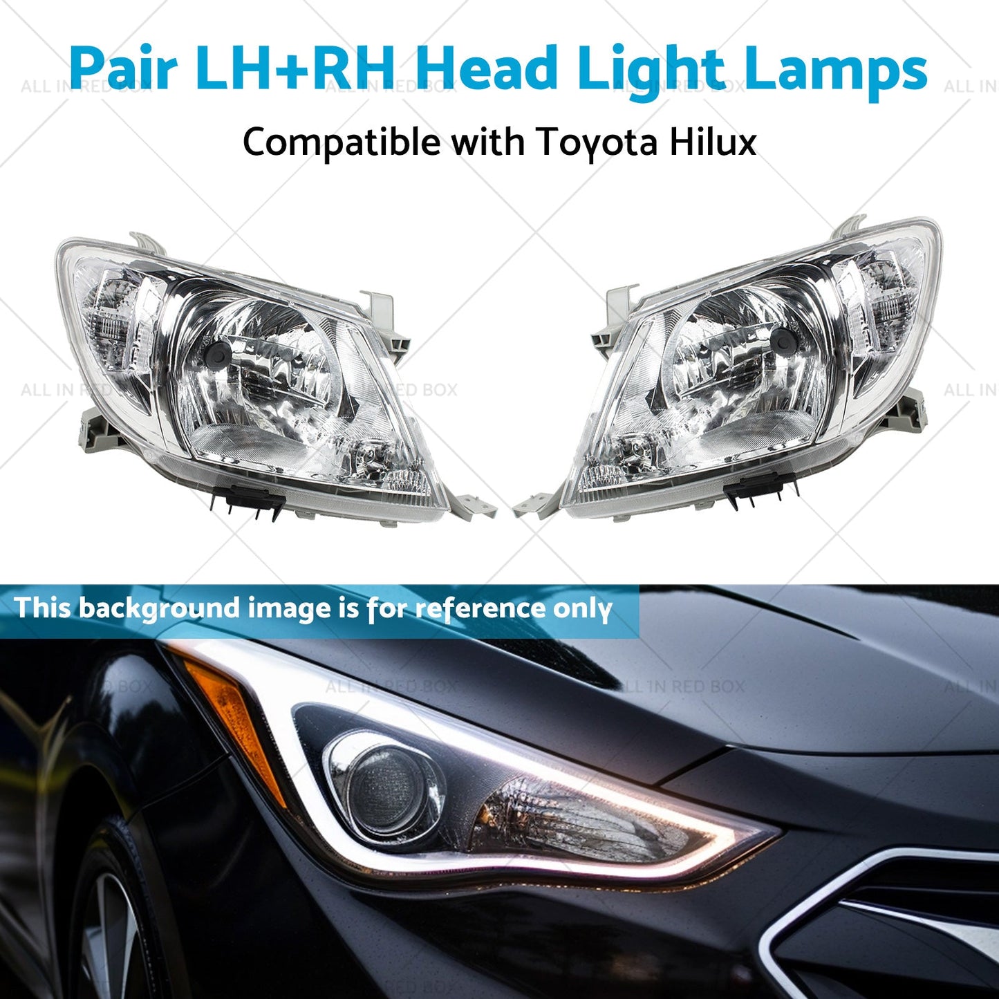Pair LHRH Head Light Lamps Suitable for Toyota Hilux Ute 2008-2012 2WD 4WD-4