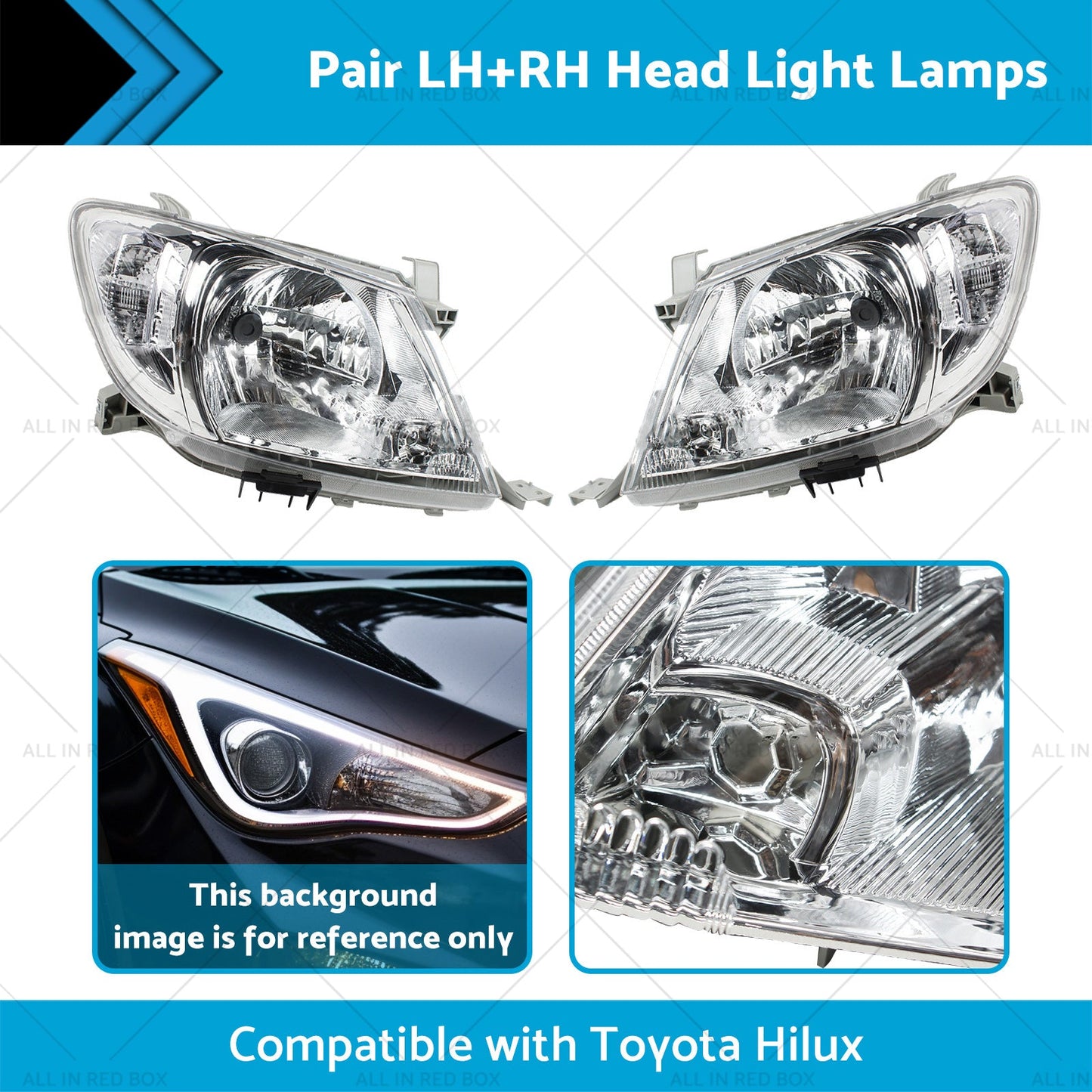 Pair LHRH Head Light Lamps Suitable for Toyota Hilux Ute 2008-2012 2WD 4WD-1