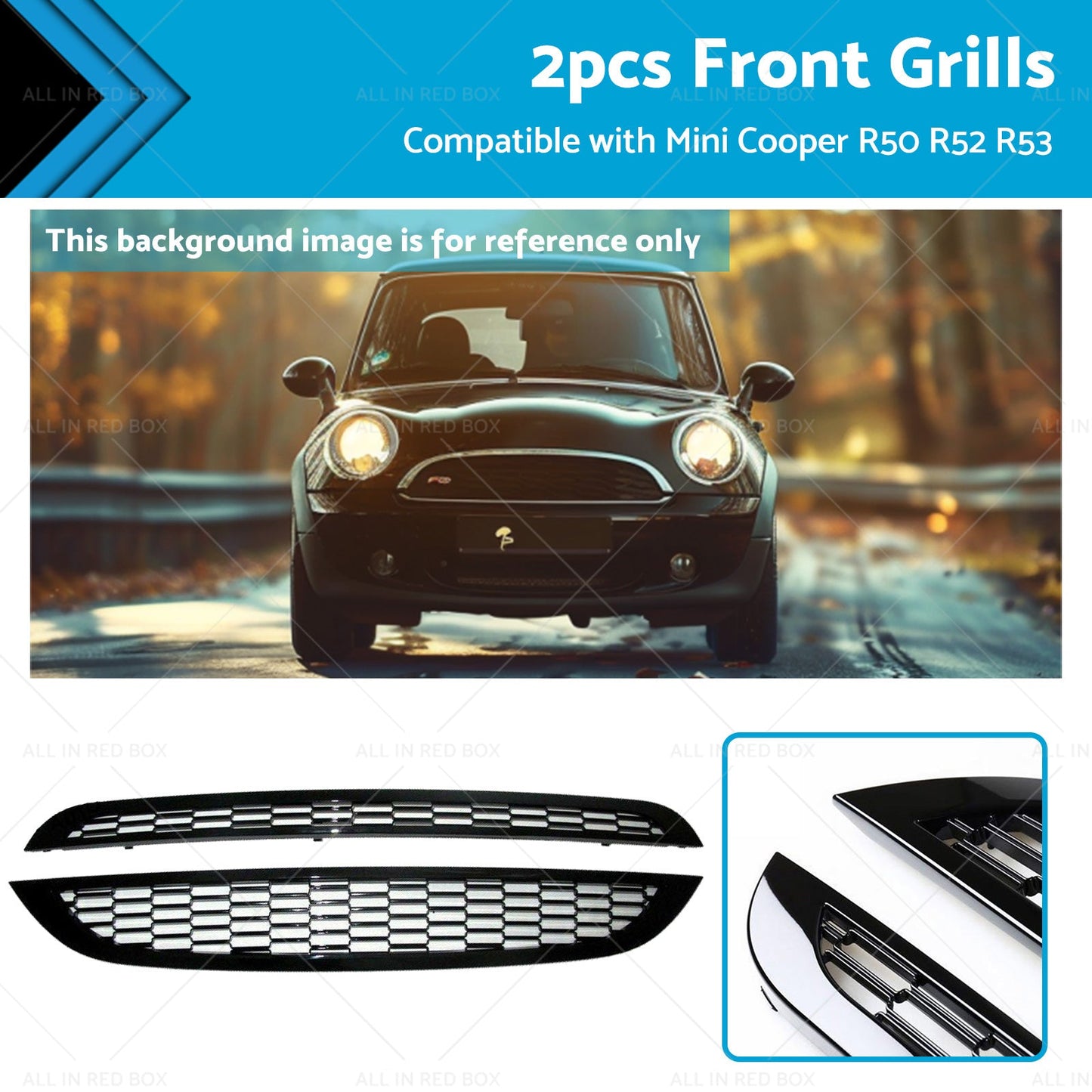 2PCS Honeycomb Mesh Front Grill Suitable for Mini Cooper R50 R52 R53 2002-2006-0