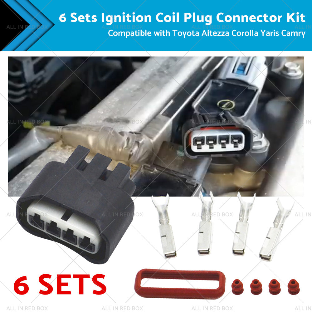 90980-11885 6 SETS Ignition Coil Plug Connector Kit Suitable For Toyota Yari-0