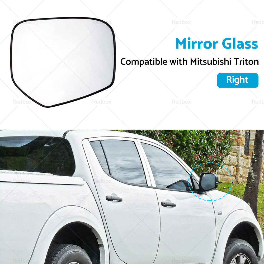 FRONT RIGHT SIDE MIRROR GLASS W BACK PLATE SUITABLE FOR MITSUBISHI TRITON 06-15