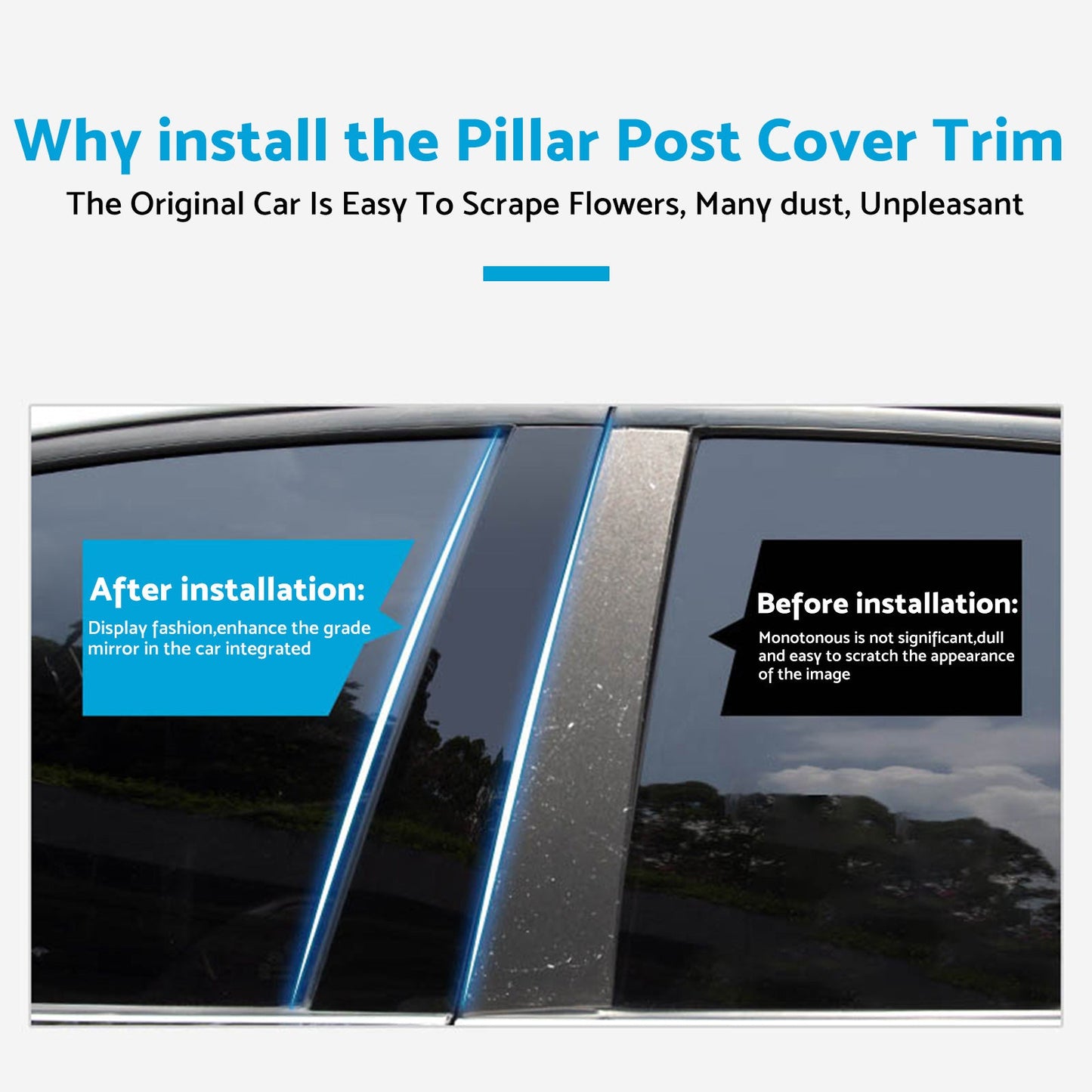 Gloss Black Pillar Posts Door Trim Cover Suitable For Toyota RAV4 2019-2024-2