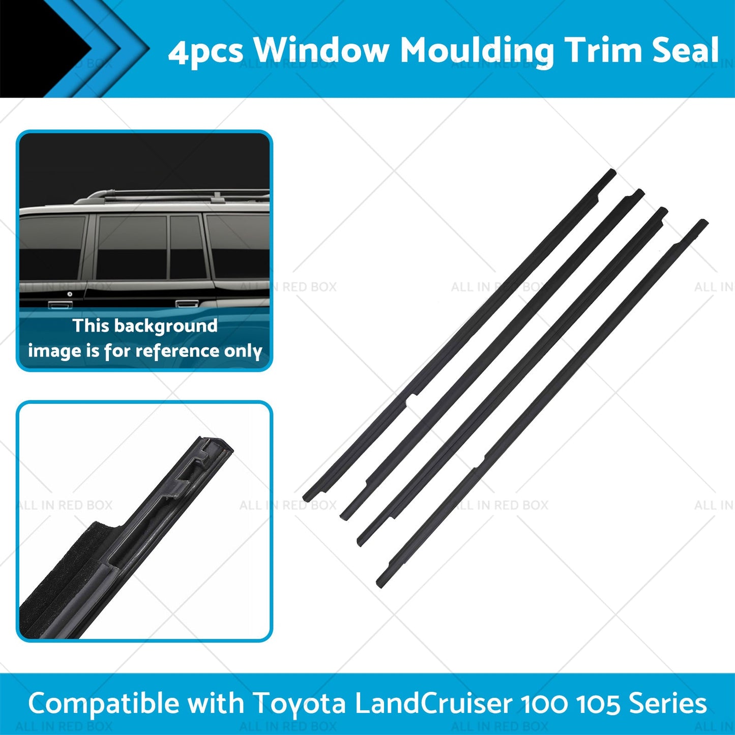 Black Weatherstrips Suitable For Toyota LandCruiser 100 105 Series Side Door 4pc-1