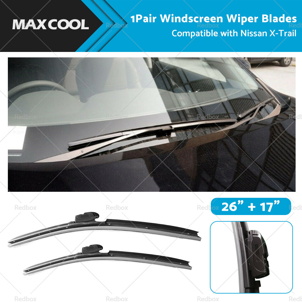Wiper Blades Suitable for Nissan X-Trail T32 2014-2022 Front Pair 26inch 17inch