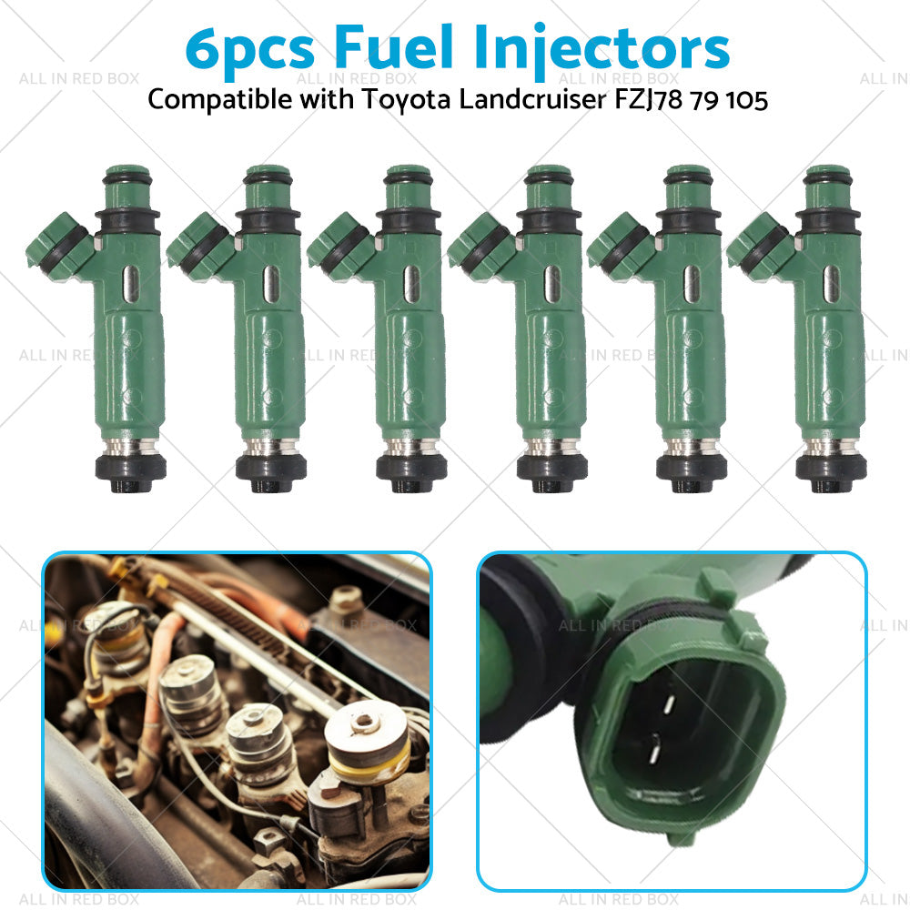 6PCS Fuel injector Suitable for Toyota Land cruiser FZJ78 79 80 105 4. 5L 1FZ-FE-4