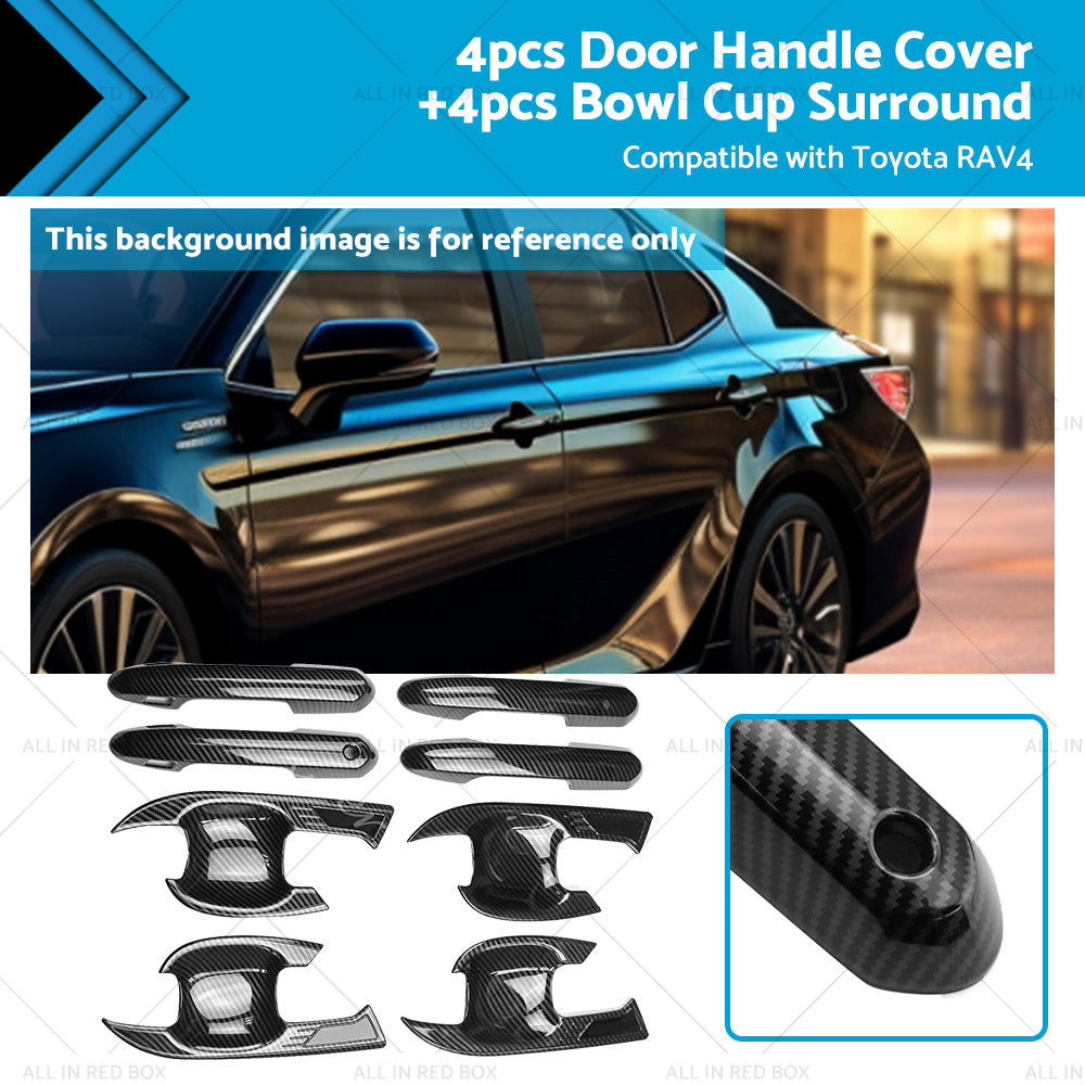 Carbon Fiber Door Handle Cover Surrounds For Toyota RAV4 Hybrid Edge 2019-2023-0