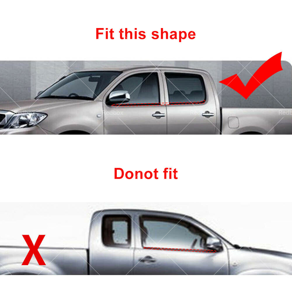 4x Window Moulding Trim Weather Strip Suitable For HILUX SR5 Double Cab 05-15-3