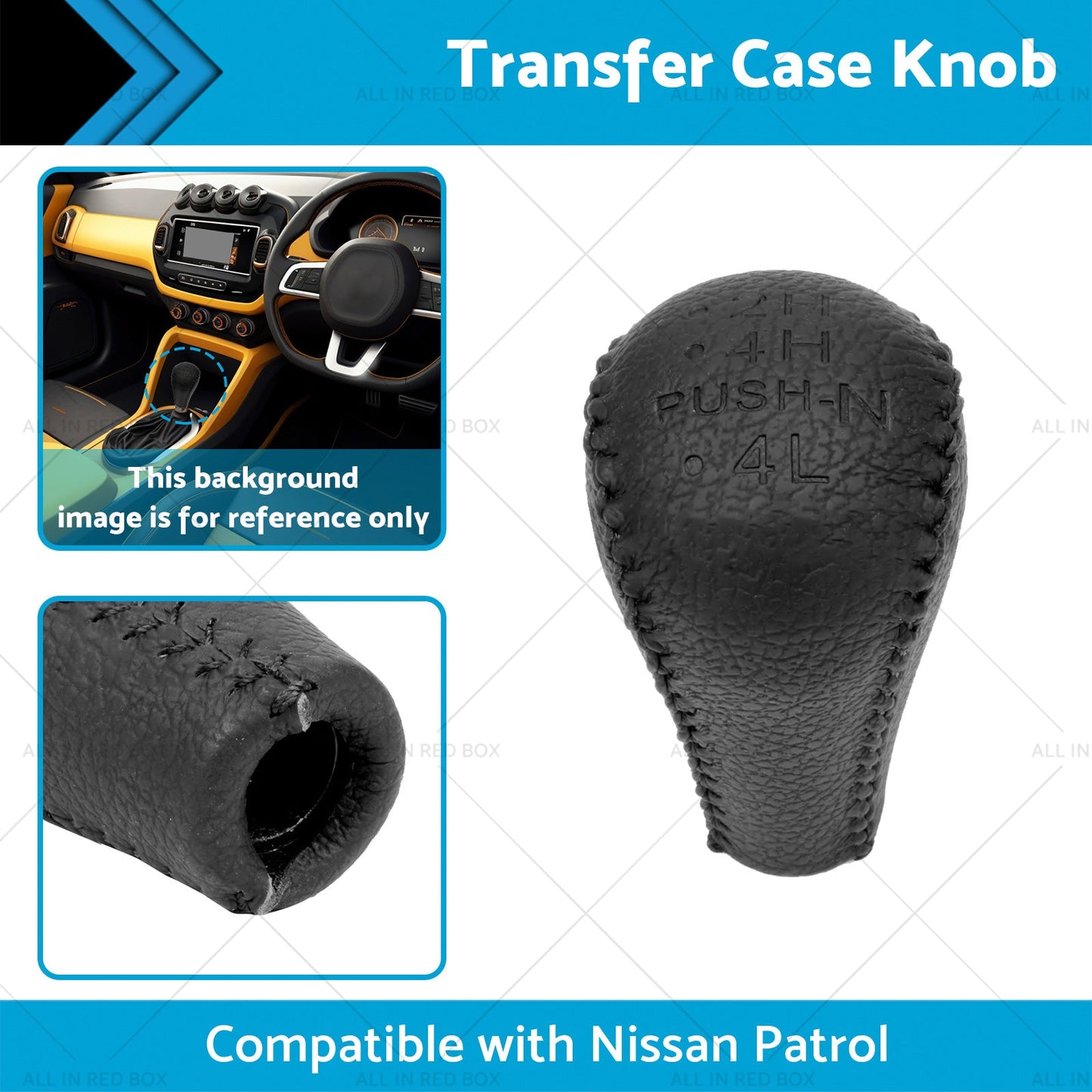 1PCS Black Leather Transfer Case Knob Suitable for Nissan Patrol GU Y61 GQ Y62-1