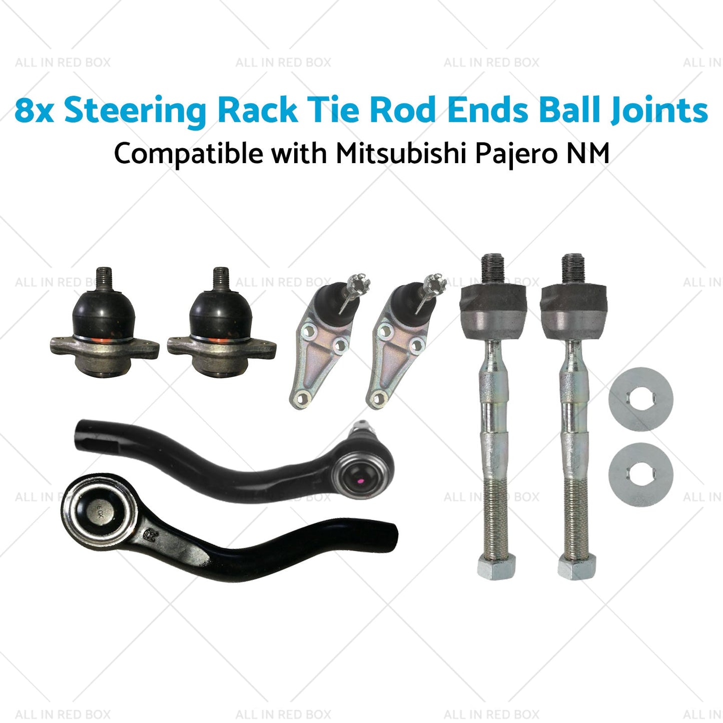 8x Steering Rack Tie Rod Ends Ball Joints Suitable for Mitsubishi Pajero NM-3
