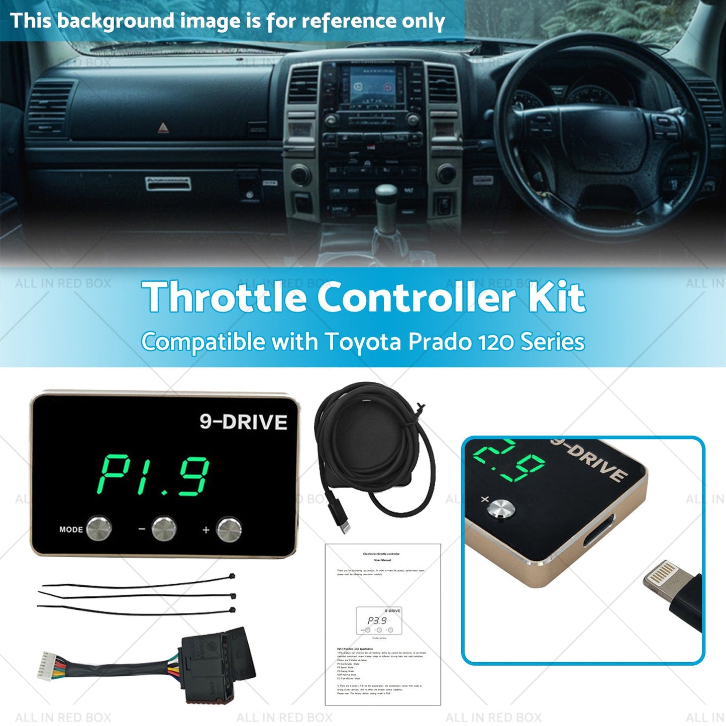 9 Mode Throttle Controller Kit Suitable for Toyota Prado 120 Series 2002-2009-1