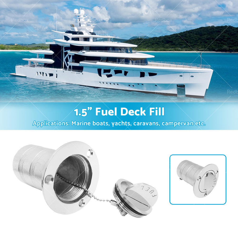 1. 5 inch Fuel Deck Fill Keyless Polished Fuel Filler Stainless Steel For Marine Boat-1