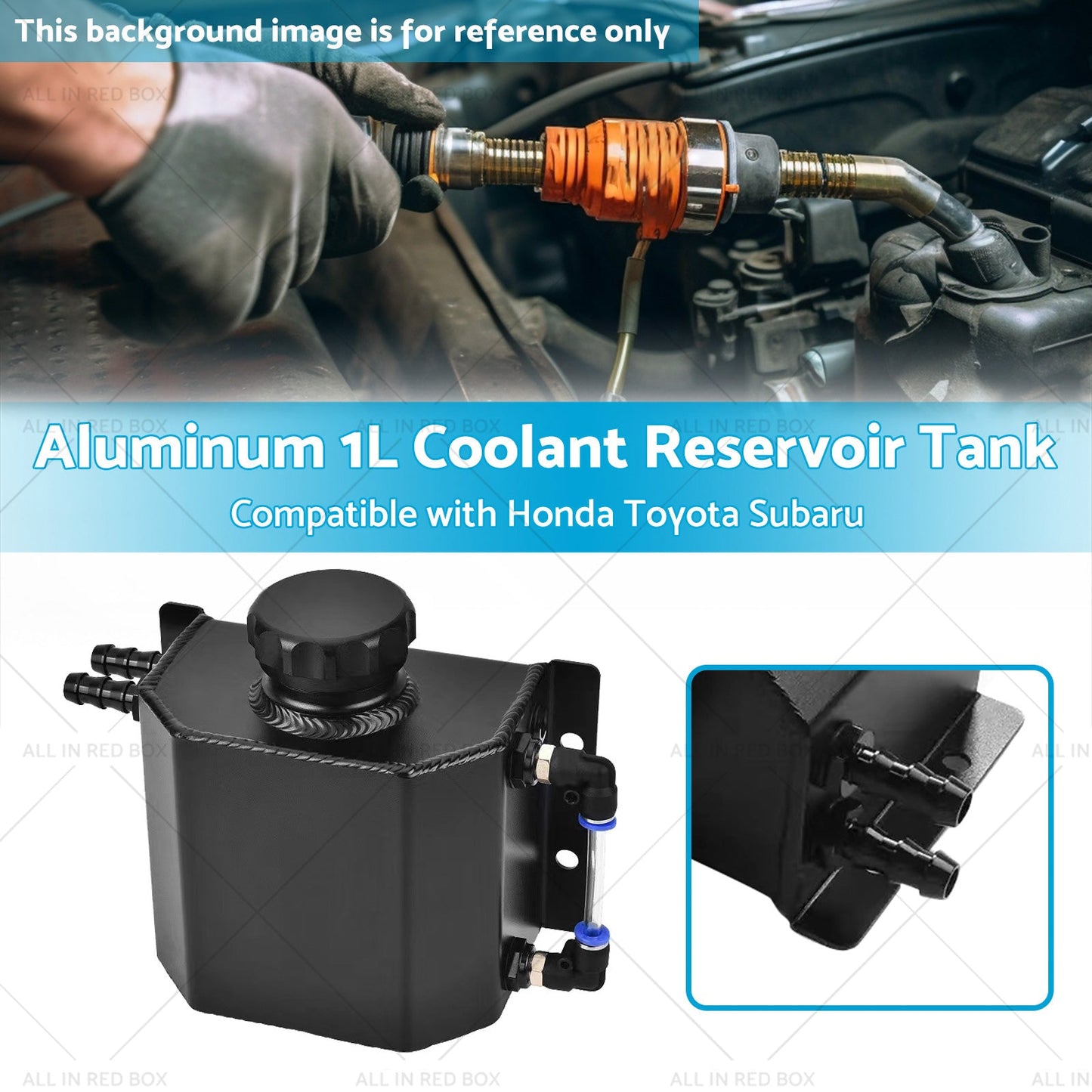 1L Aluminum Coolant Reservoir Tank Coolant Overflow Bottle Recovery Water Tank