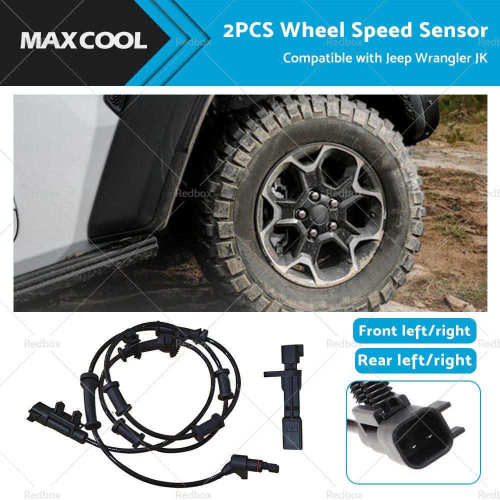 2PCS Front Rear LH RH ABS Wheel Speed Sensor Suitable for Jeep Wrangler JK 07-17-0