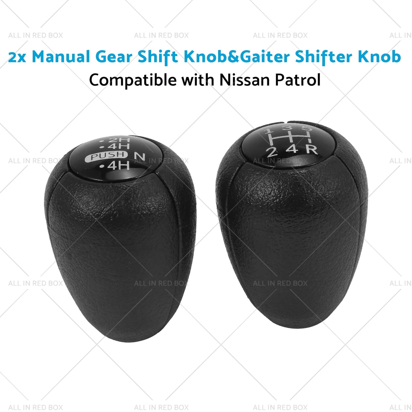 2PCS 5-Speed Push Gear Shift Knob and Transfer Case Konb Suitable for Nissan Patrol-4