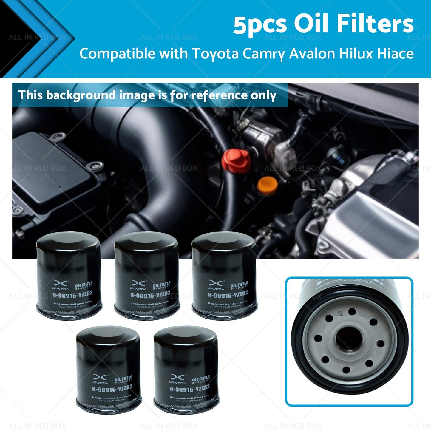 5x Oil Filter Suitable for Toyota Camry Avalon Hilux Hiace 90915-YZZD2 1KDFTV-0